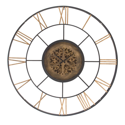 Concentric Round Framed Wall Clock - 56" - Bronze and Black - IMAGE 1