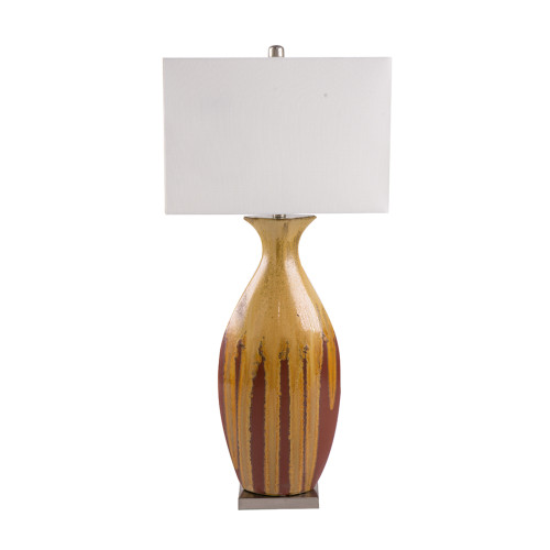 Drip Glazed Ceramic Table Lamp with Drum Shade - 36" - IMAGE 1