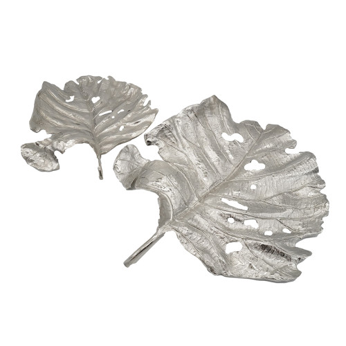Wall Leaf Decors - 23.5" - Silver - 2ct - IMAGE 1