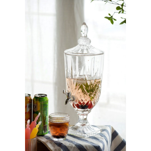 Lidded Glass Dispenser with Pedestal - 19" - Clear - IMAGE 1