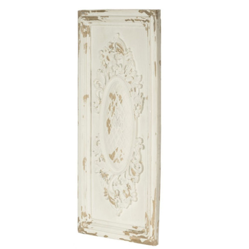 39.25" White Distressed Classic Vintage Style Rectangular Wall Panel - IMAGE 1