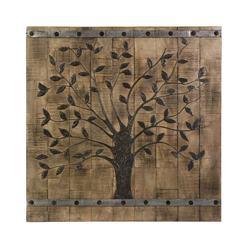 Rustic Style Tree of Life Wooden Wall Panel - 36" - Brown and Black - IMAGE 1
