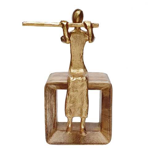 Musician Figure with Flute - 8.5" - Gold - IMAGE 1