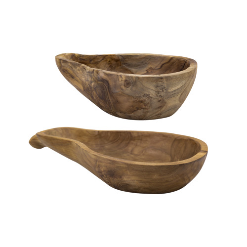 Gourd Shaped Teak Wood  Bowls - 16" - Set of 2 - IMAGE 1