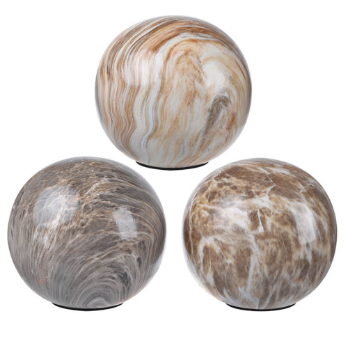 Marbleized Ceramic Balls - 4" - Brown - Set of 3 - IMAGE 1