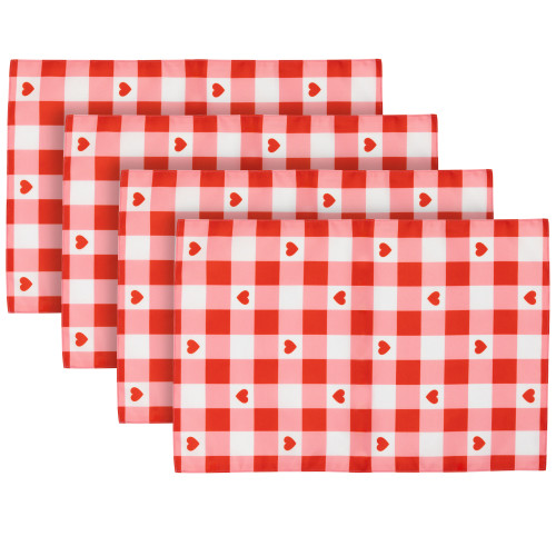 Checkered Hearts Valentine's Day Placemats - 18" - Set of 4 - IMAGE 1