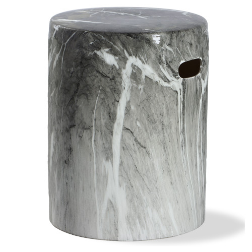 Marvel Ceramic Outdoor Garden Stool - 17" - Black and White - IMAGE 1
