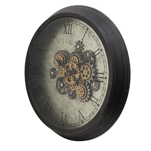Round Exposed Gears Wall Clock - 27.75" - Gray and Black - IMAGE 1