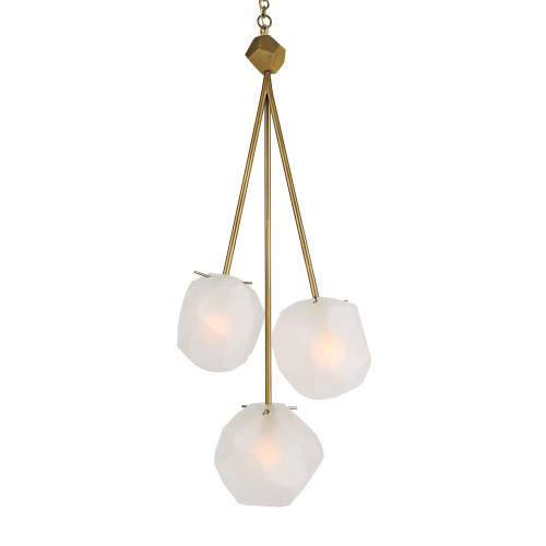 Frosted Geometric 3 Light Ceiling Pendant - 36" - Brass - IMAGE 1