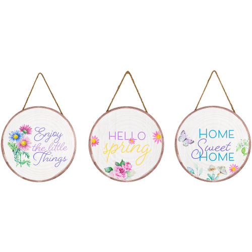 Springtime Floral Hanging Wall Signs - 9.75" - Set of 3 - IMAGE 1