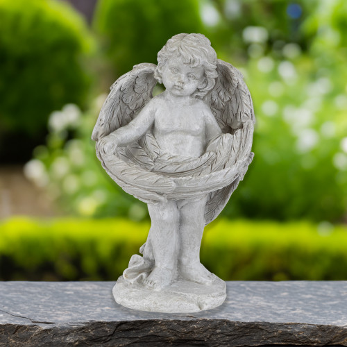 Cherub Wrapped in Wings Outdoor Garden Statue - 8" - IMAGE 1