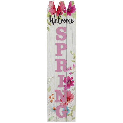40" Welcome Spring Floral Outdoor Porch Board Sign Decoration - IMAGE 1