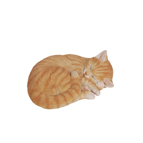 11" Tabby Sleeping Cat Outdoor Garden Statue - IMAGE 1