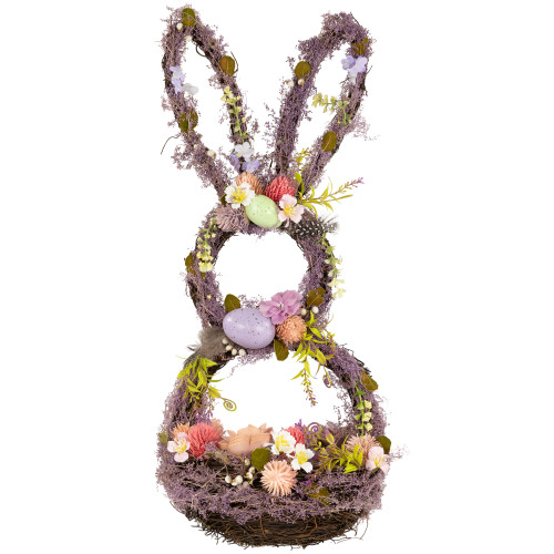 Floral Grapevine Bunny Shaped Easter Basket Decoration - 21" - IMAGE 1