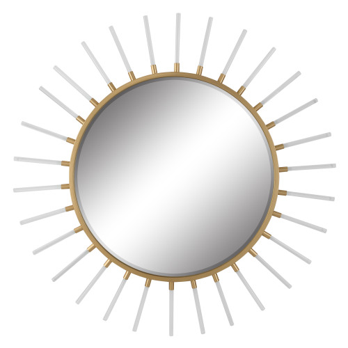Beveled Oracle Round Wall Mirror - 55" - Gold and Clear - IMAGE 1