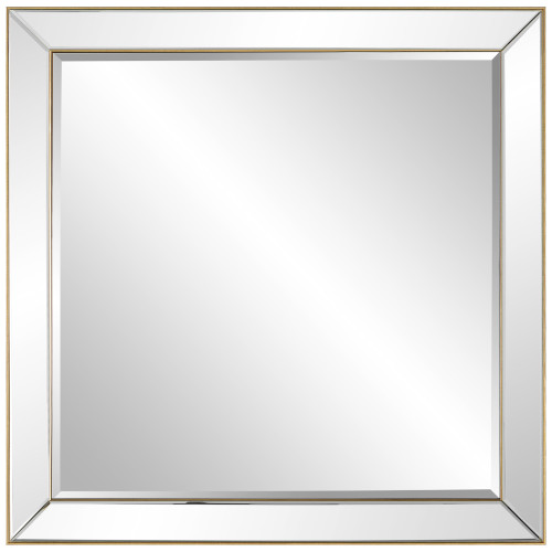 Beveled Square Wall Mirror - 28" - Gold - IMAGE 1