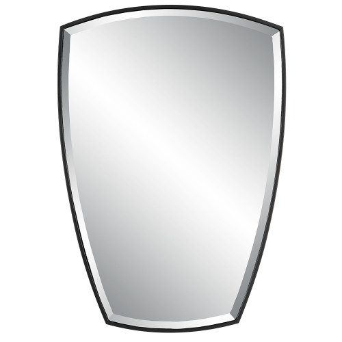 Curved Framed Beveled Wall Mirror - 36" - Black - IMAGE 1