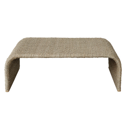 Woven Seagrass Curved Coffee Accent Table - 46" - Beige - IMAGE 1