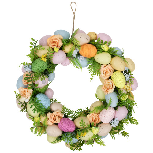 Artificial Floral Easter Egg Spring Wreath - 15" - IMAGE 1