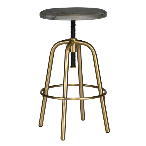 Adjustable Revolving Counter Stool - 24" - Gold and Gray - IMAGE 1