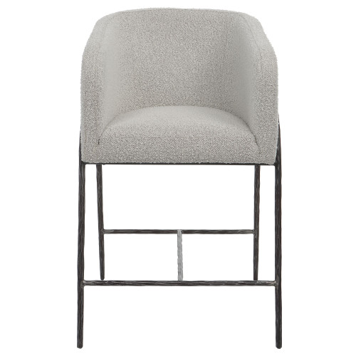 Barrel Back Counter Stool - 38.5" - Gray and Black - IMAGE 1