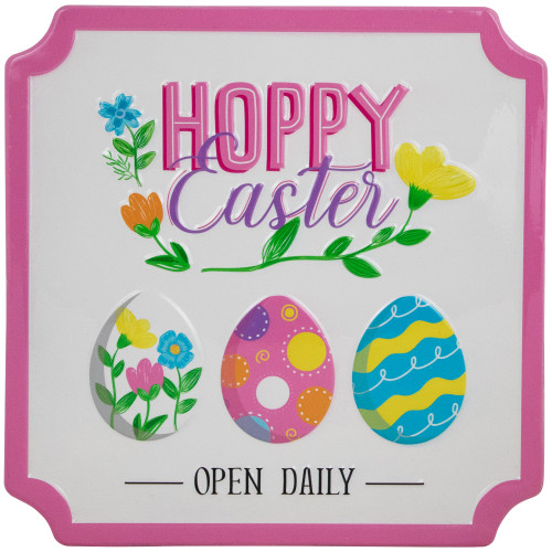 Hoppy Easter Open Daily Metal Wall Sign - 9.75" - IMAGE 1