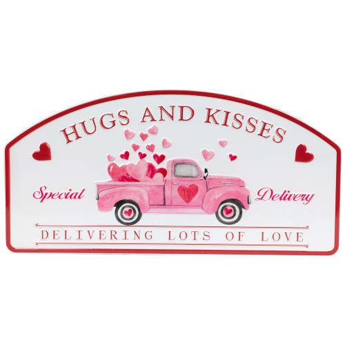 Hugs and Kisses Valentine's Day Wall Sign - 18" - IMAGE 1