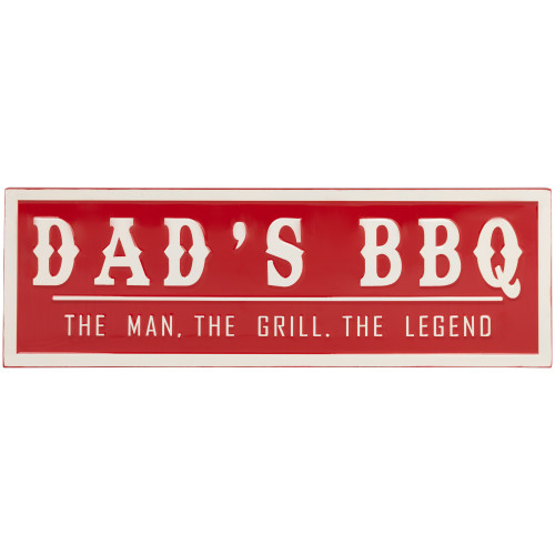 Dad's BBQ Metal Wall Sign - 23" - Red - IMAGE 1