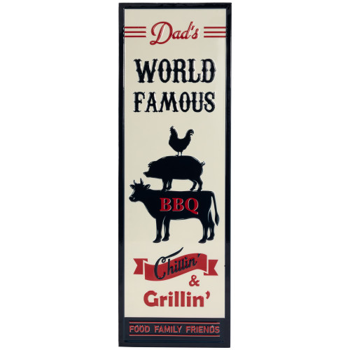 Dad's World Famous BBQ Metal Wall Sign - 23" - IMAGE 1