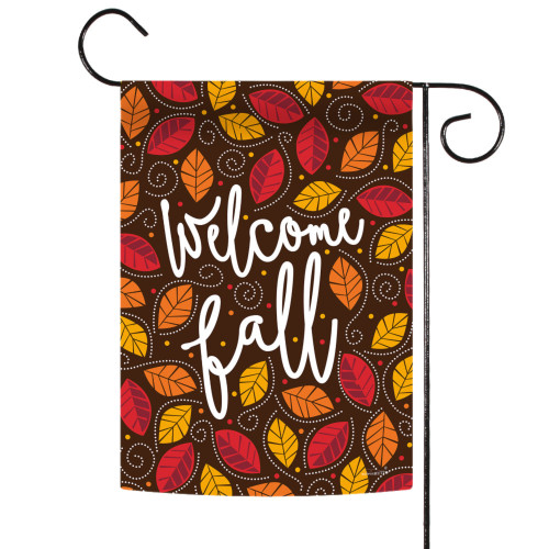 Red and Yellow Welcome Fall Leaves Outdoor Rectangular Double Sided Garden Flag 18" x 12.5" - IMAGE 1