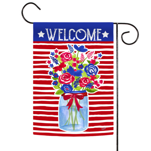 Blue and Red Floral America In Bloom Outdoor Rectangular Double Sided Garden Flag 18" x 12.5" - IMAGE 1