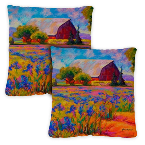 Set of 2 Lavender Farm Outdoor Patio Throw Pillow Covers 18” - IMAGE 1