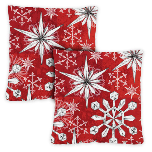 Set of 2 Snowflake Christmas Outdoor Patio Throw Pillow Covers 18” - IMAGE 1