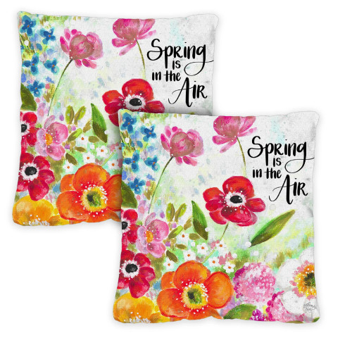 Set of 2 "Spring Is In The Air" Outdoor Patio Throw Pillow Covers 18" - IMAGE 1