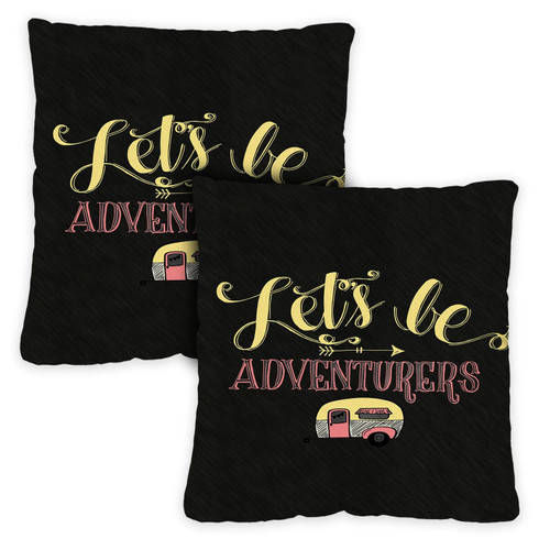 Set of 2 “Let’s Be Adventurers” Outdoor Patio Throw Pillow Covers 18” - IMAGE 1