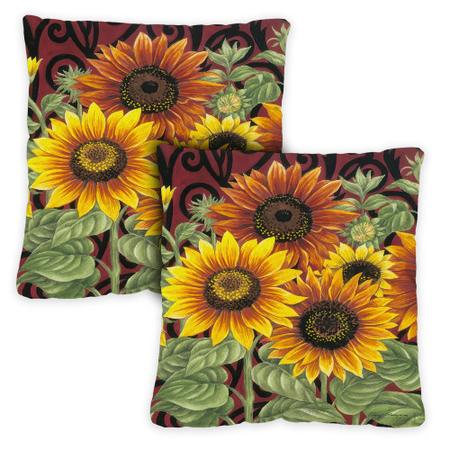 Set of 2 Sunflower Outdoor Patio Throw Pillow Covers 18" - IMAGE 1