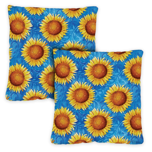Set of 2 Sweet Sunflower Outdoor Patio Throw Pillow Covers 18" - IMAGE 1