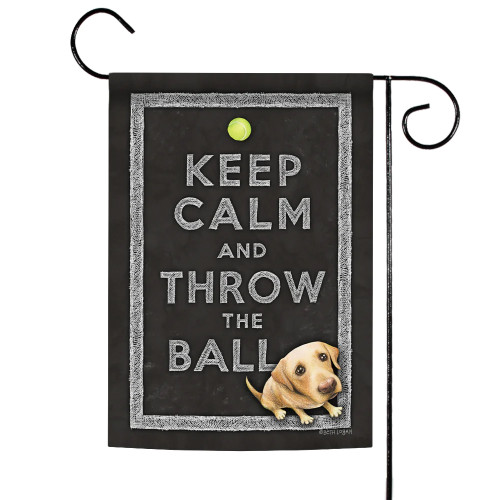 Cute Puppy "Keep Calm and Throw the Ball" Outdoor Garden Flag 18" x 12.5" - IMAGE 1