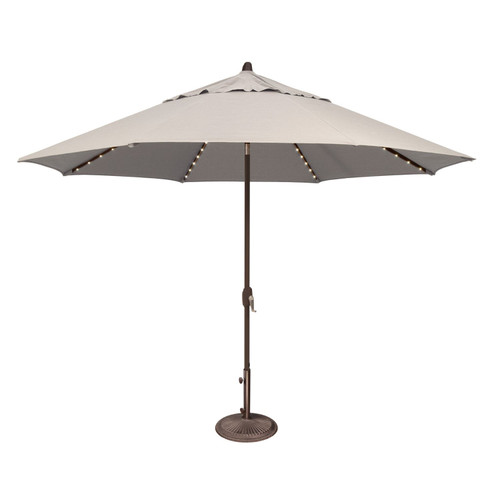 11ft Outdoor Octagon Patio Umbrella with Starlight, Taupe - IMAGE 1