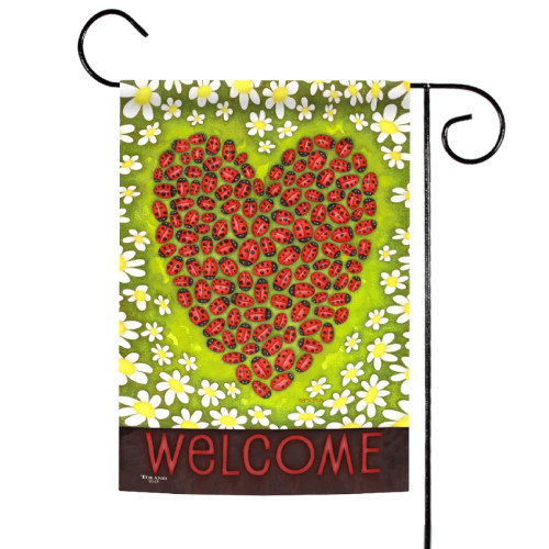 Ladybug Heart 12.5 x 18 Inch Double Sided Garden Flag - IMAGE 1
