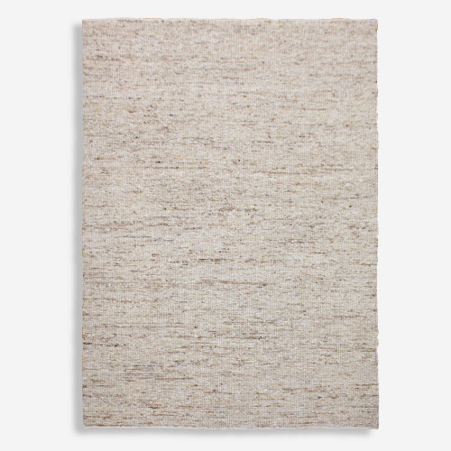 8' x 10' Textured Hand Knotted Rectangular Wool Area Throw Rug - Cream and Brown - IMAGE 1