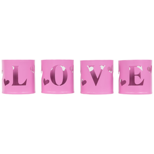 Love Valentine's Day Metal Votive Candle Holders - 2.75" - Set of 4 - IMAGE 1