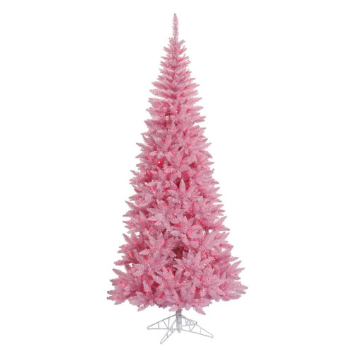 12' Pre-Lit Slim Pink Ashley Spruce Christmas Tree - Clear and Pink Lights - IMAGE 1