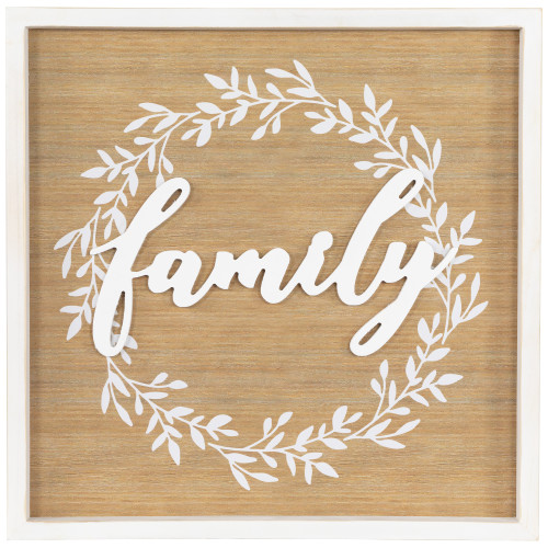 Family Framed Wooden Wall Sign - 15.75" - White - IMAGE 1