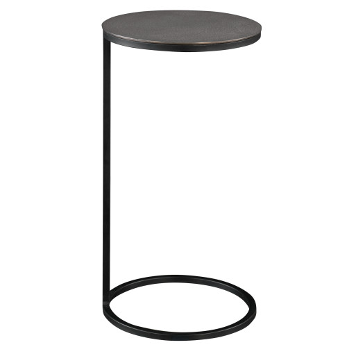 Round Top Textured Side Accent Table - 24" - Gray and Black - IMAGE 1