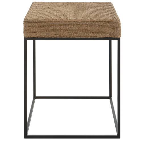Rustic Rope Top Side Accent Table - 24" - Brown and Black - IMAGE 1