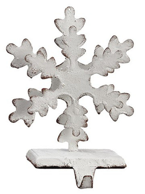 8.5″ Metal Snowflake Stocking Holder Antique White - IMAGE 1