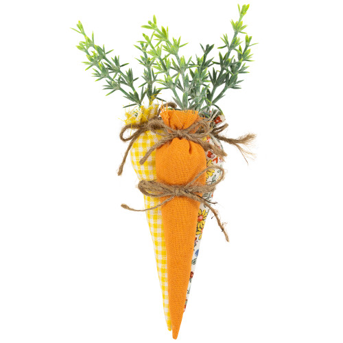 Fabric Carrot Easter Decorations - 9" - Orange and Yellow - Set of 3 - IMAGE 1