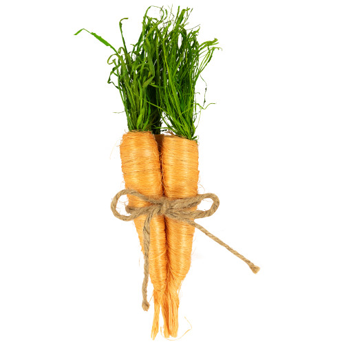 Straw Carrot Easter Decorations - 9"- Orange and Green - Set of 3 - IMAGE 1