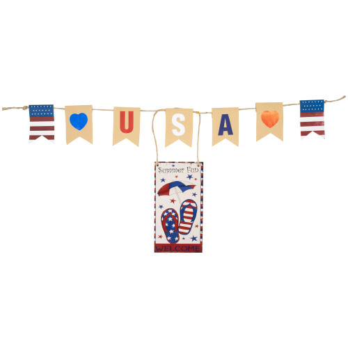 USA Summer Fun Welcome Patriotic Hanging Wall Decoration - 30.5" - IMAGE 1